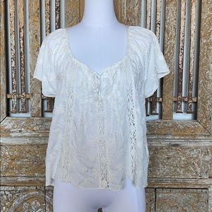 ABERCROMBIE & FITCH LACE WHITE TOP SHORT SLEEVE L